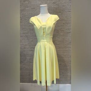 BGL Light Yellow Midi Dress with Cap Sleeves